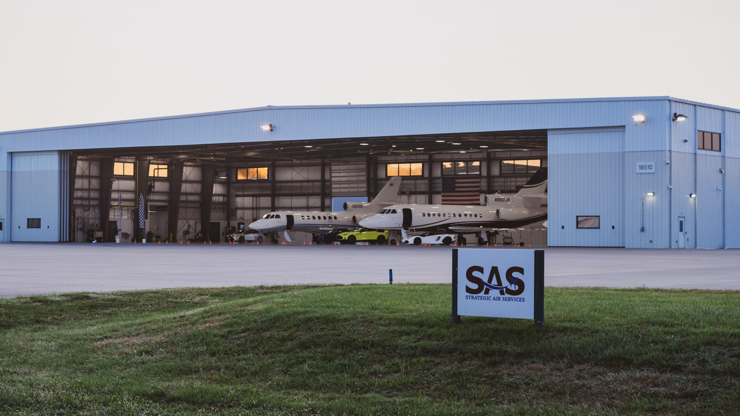 The Strategic hangar at dusk